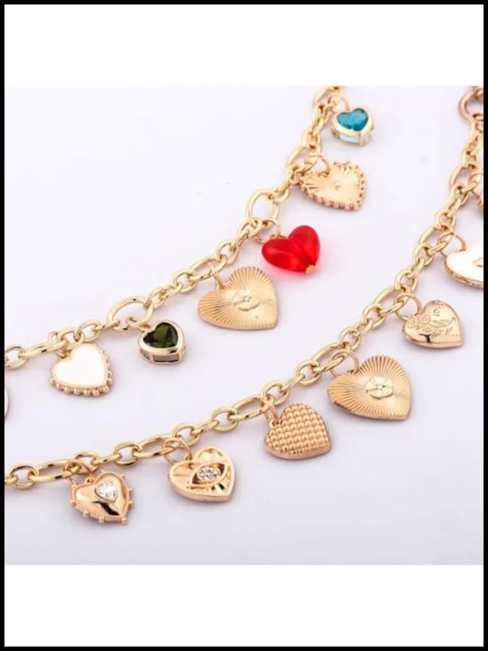 Gold Purse Charm Chain with Heart Charms - Bag Keychain Accessory for Women